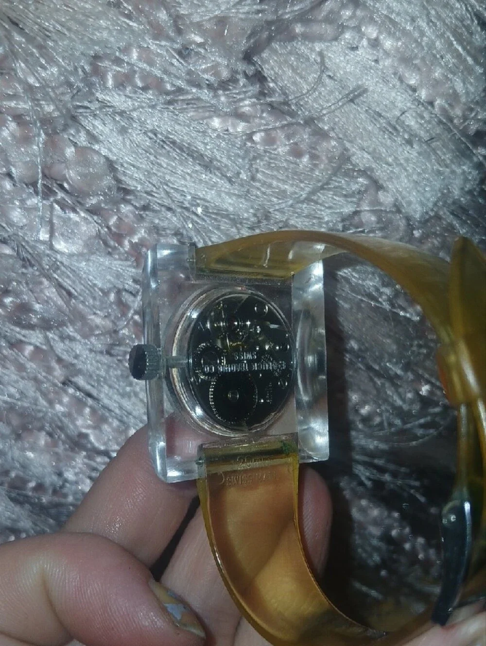 Sutton Lucite Vintage 70's Swiss Made Men's Watch Needs Battery